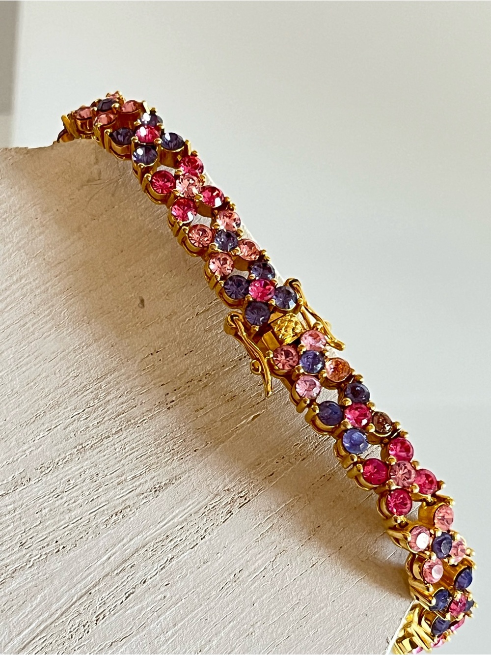 Joan Rivers Pink and Purple Crystal Tennis Bracelet